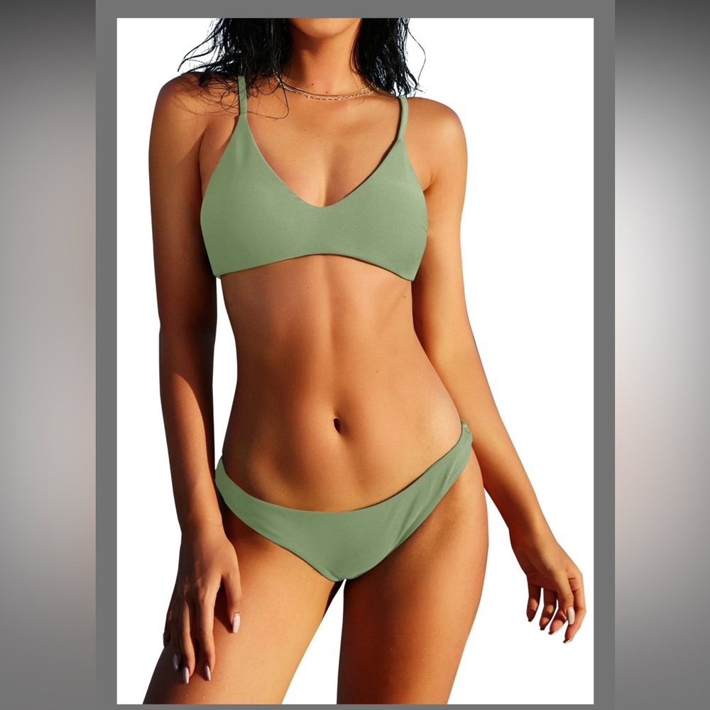 Zaful Sage Green Bikini Set